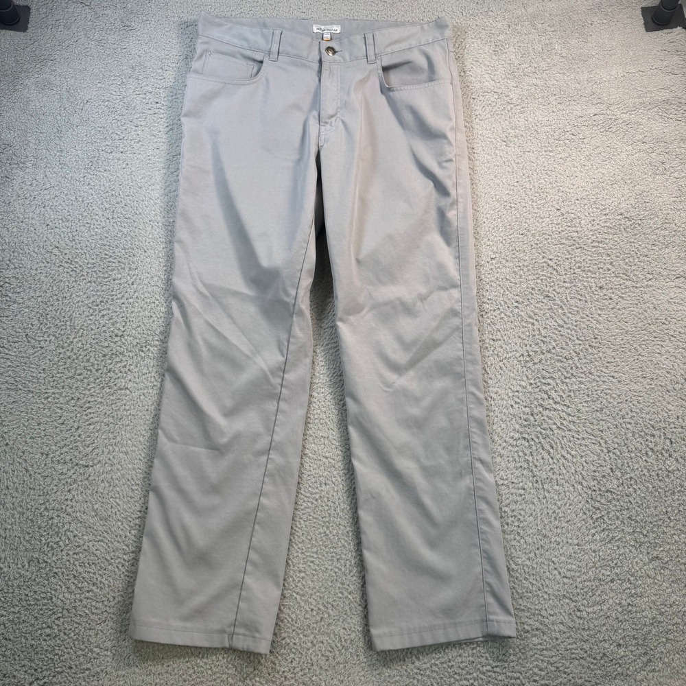 Peter Millar Mens Grey Performance 5-Pocket Pants 34x29 Straight Leg Golf EB66